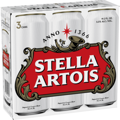 Stella Artois Lager, 3 Pack 19.2 Fl. Oz. Cans