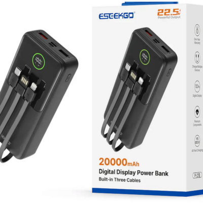 ESEEKGO P-21B 22.5W 20000mAh Power Bank With Built-in 3 Cables
