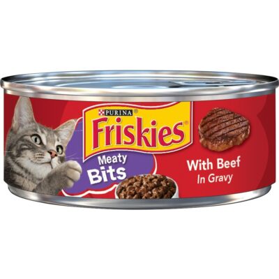 Friskies Meaty Bits With Beef In Gravy Wet Cat Food 5.5oz Can