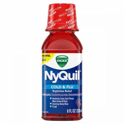 Vicks NyQuil Nighttime Cold & Flu Relief Liquid, Cherry, 8 Fl Oz