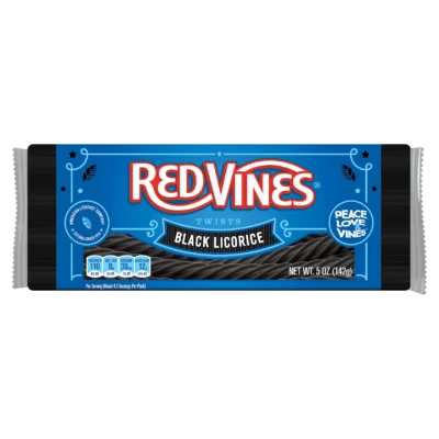 Red Vines Black Licorice Candy Twists, 5oz Tray