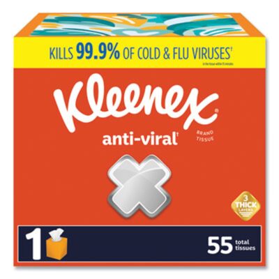 Kleenex Anti-Viral Facial Tissues Cube Box 3 Ply